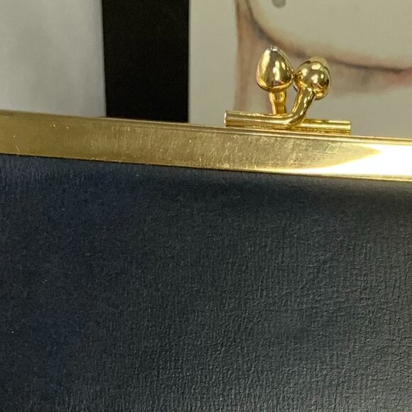 Vtg Dark Blue Clutch Purse with handle - Picture 13 of 16